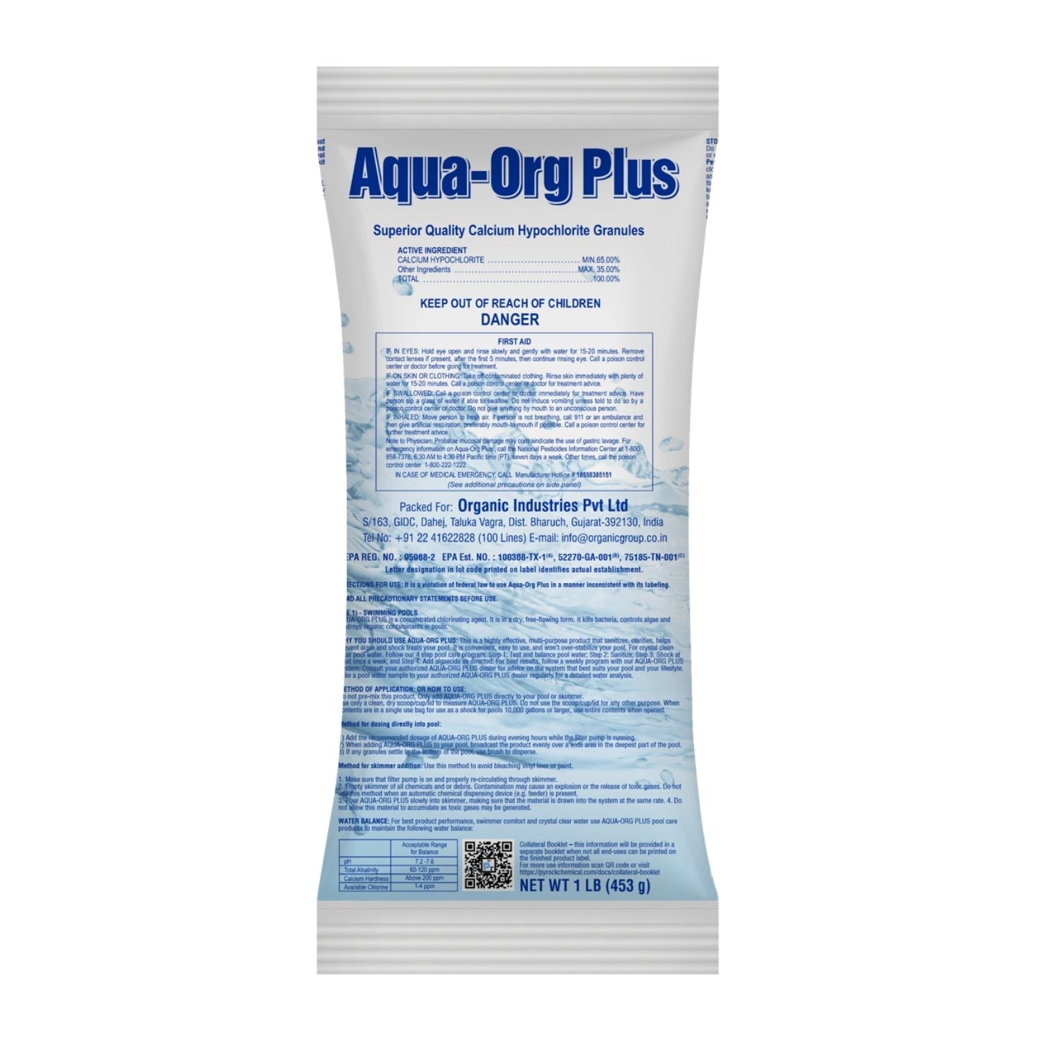 Calcium hypoclorite granules 65% 1 lb - aqua-org plus