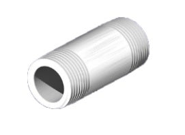 Nipples White PVC Thread cut 2" x 8" - Z020080